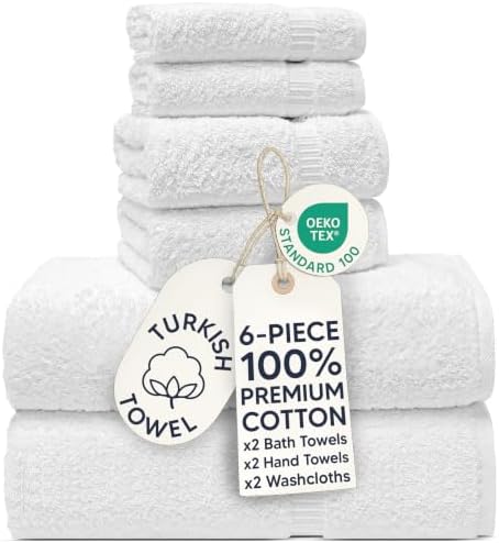 100% Cotton 6-Piece Towel Set with 30x60 Bath Towels